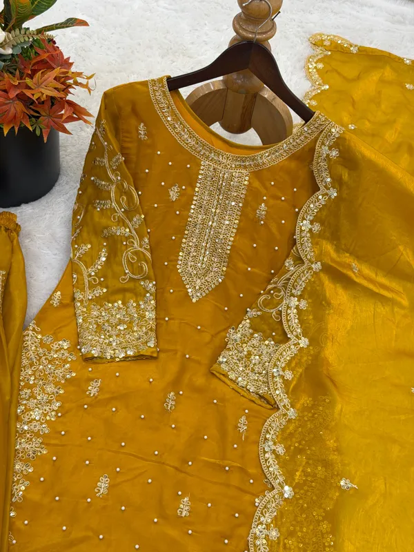 Mustard_Yellow_Frendy_Silk_Embroidered_Sharara_Set_For_Women