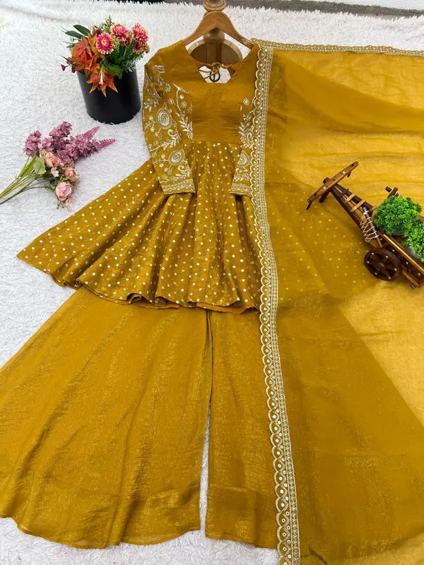 Mustard_Crunchy_Silk_Embroidered_Sharara_Set_For_Women