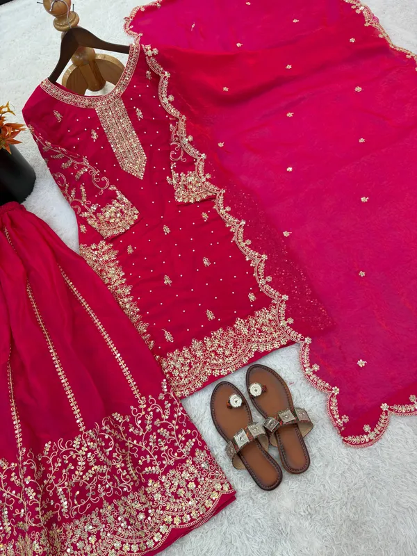 Magenta_Frendy_Silk_Embroidered_Sharara_Set_For_Women