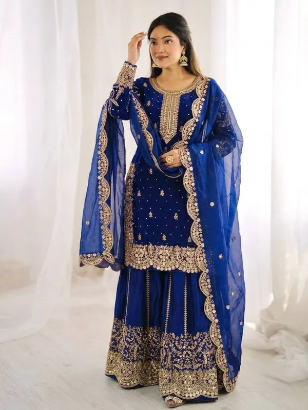 Royal_Blue_Frendy_Silk_Embroidered_Sharara_Set_For_Women