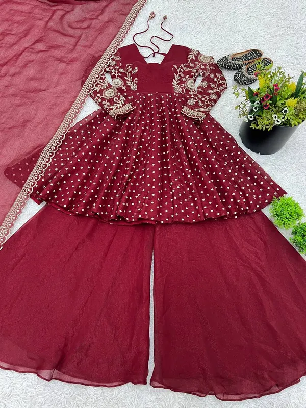 Maroon_Crunchy_Silk_Embroidered_Sharara_Set_For_Women