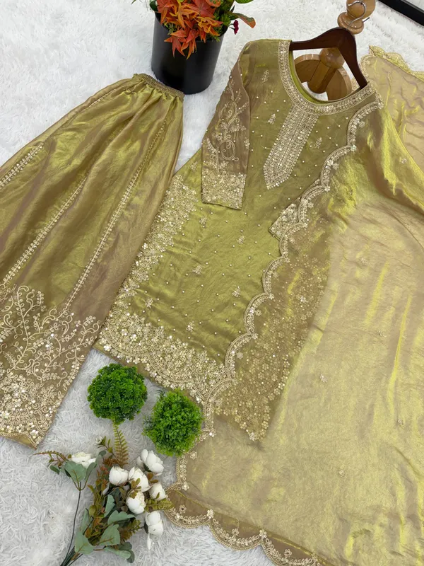 Olive_Green_Frendy_Silk_Embroidered_Sharara_Set_For_Women