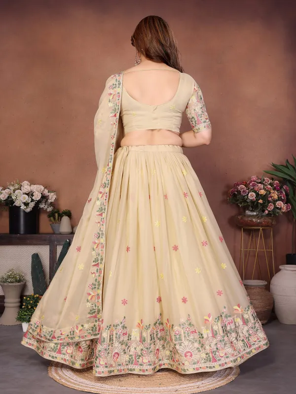 Beige_Star_Georgette_Embroidered_Lehenga_Choli_Set_For_Women