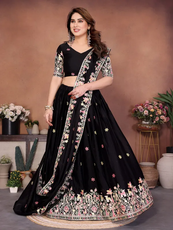 Black_Star_Georgette_Embroidered_Lehenga_Choli_Set_For_Women