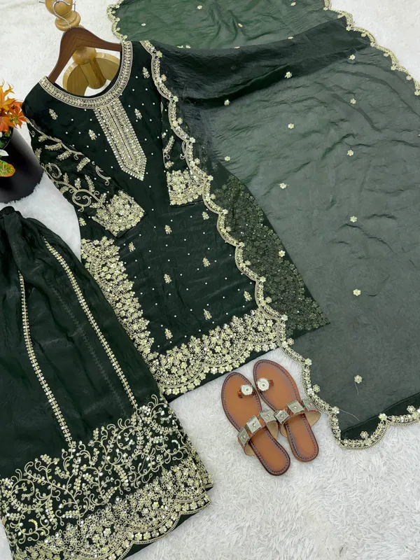 Dark_Green_Frendy_Silk_Embroidered_Sharara_Set_For_Women