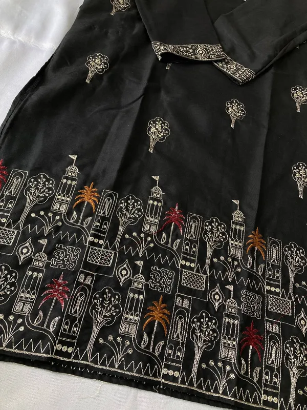 Black_And_White_Cotton_Embroidered_Kurta_Set_For_Men