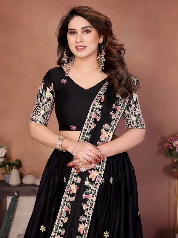 Black_Star_Georgette_Embroidered_Lehenga_Choli_Set_For_Women