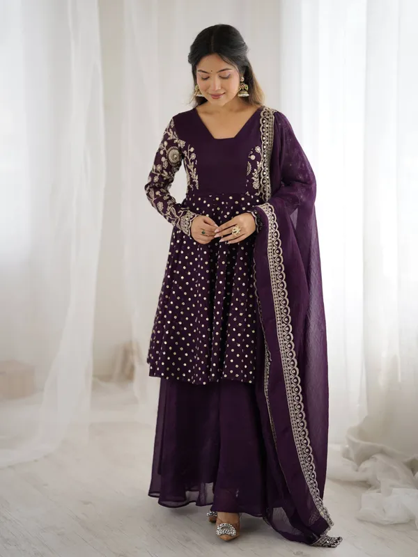 Purple_Crunchy_Silk_Embroidered_Sharara_Set_For_Women