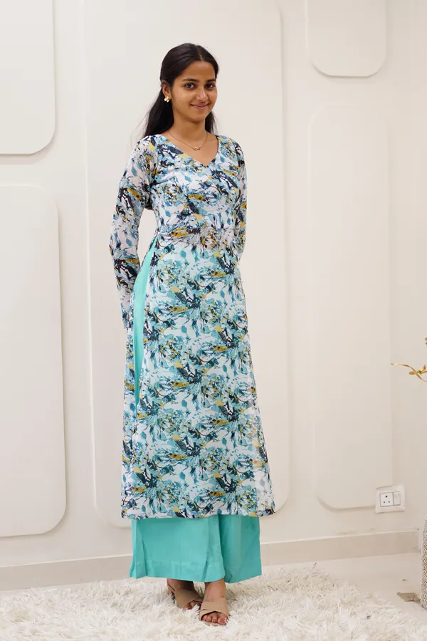 Women's_Sea_Green_Floral_Kurta_Set