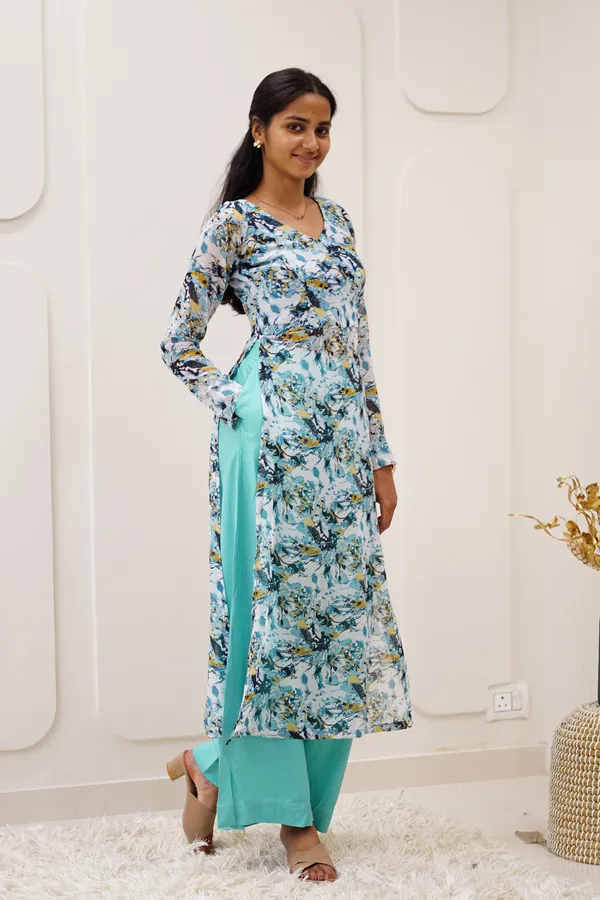 Women's_Sea_Green_Floral_Kurta_Set