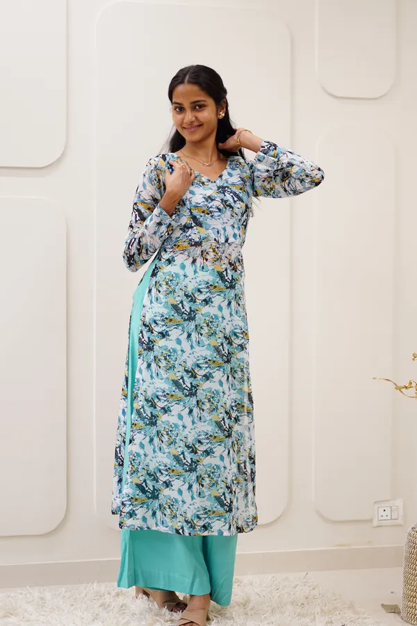 Women's_Sea_Green_Floral_Kurta_Set
