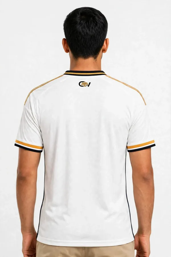 Men's_Football_Kit_–_CHEST_&_WAIST_Sports_Club_Jersey_and_Shorts_Set_–_White_Top_Black_Bottom_with_Gold_Stripes_–_Breathable_Sports_Wear