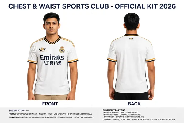 Men's_Football_Kit_–_CHEST_&_WAIST_Sports_Club_Jersey_and_Shorts_Set_–_White_Top_Black_Bottom_with_Gold_Stripes_–_Breathable_Sports_Wear