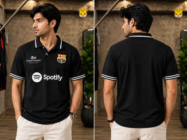 Premium_Men’s_Black_Sports_Polo_T-Shirt_|_Textured_Performance_Fabric_|_Contrast_Stripe_Collar_&_Sleeves_|_Chest_&_Waist_Sports_Club_|_Athletic_Casual_Wear
