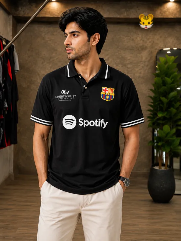 Premium_Men’s_Black_Sports_Polo_T-Shirt_|_Textured_Performance_Fabric_|_Contrast_Stripe_Collar_&_Sleeves_|_Chest_&_Waist_Sports_Club_|_Athletic_Casual_Wear