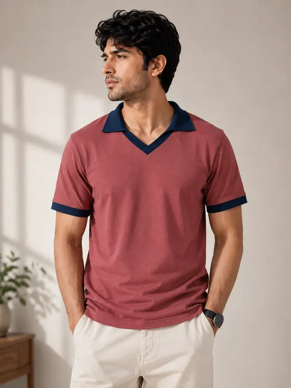 Premium_Men’s_V-Neck_Polo_Jersey_|_Contrast_Spread_Collar_&_Sleeve_Cuffs_|_Regular_Fit_Casual_Sports_T-Shirt_|_Soft_Knit_Fabric_|_Stylish_Everyday_Wear_
