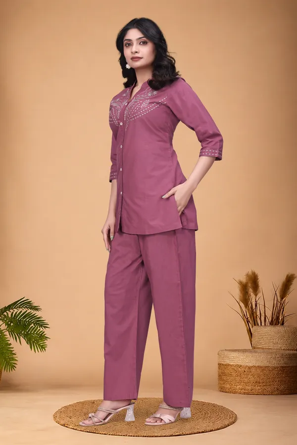 Burgundy_Cotton_Premium_Co-Ord_Set_For_Women