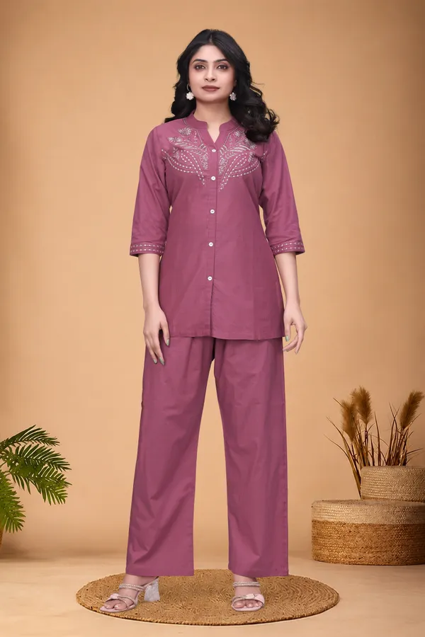 Burgundy_Cotton_Premium_Co-Ord_Set_For_Women