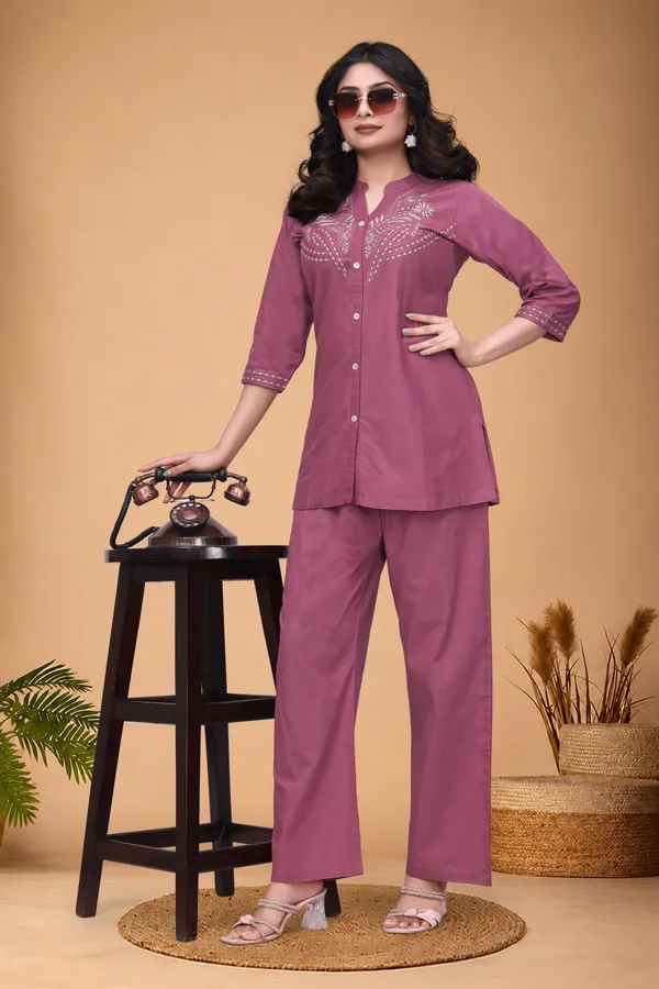 Burgundy_Cotton_Premium_Co-Ord_Set_For_Women