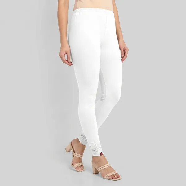 White_And_Orange_Cotton_Full_Length_Leggings_For_Women_|_Pack_Of_2