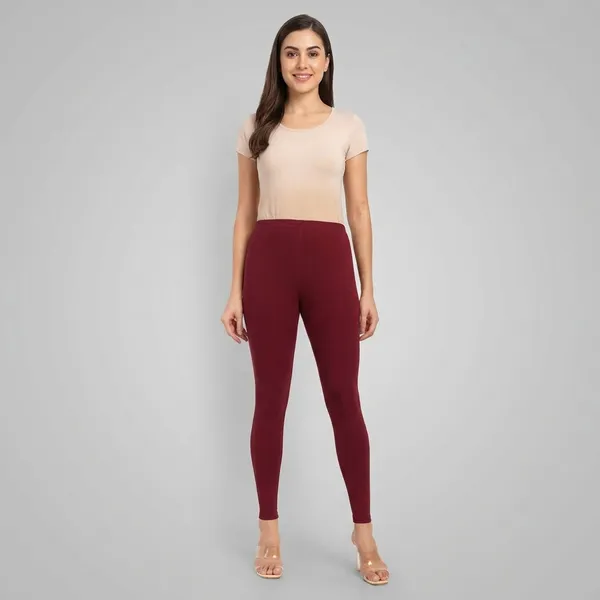 Maroon_Cotton_Ankle_Length_Leggings_For_Women