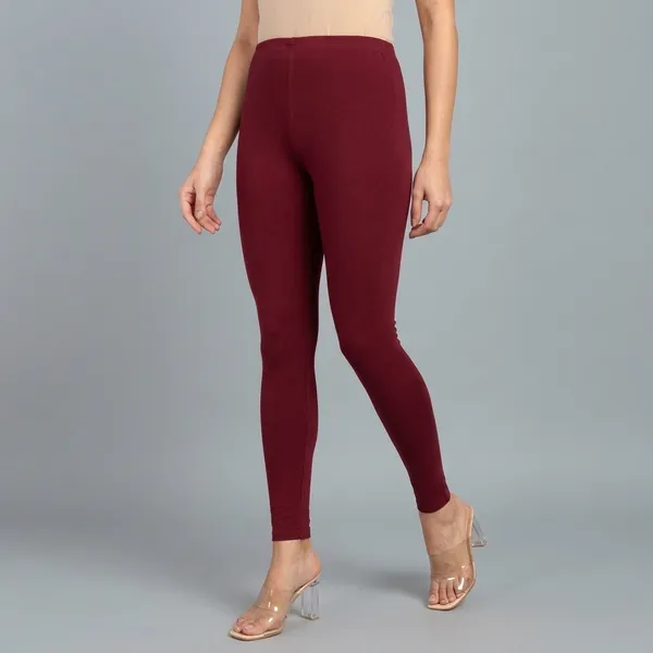 Maroon_Cotton_Ankle_Length_Leggings_For_Women
