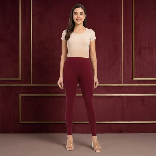 Maroon_Cotton_Ankle_Length_Leggings_For_Women