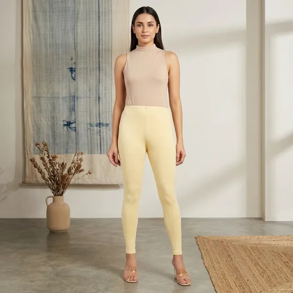 Pale_Yellow_Cotton_Stretch_Ankle_Length_Leggings_For_Women