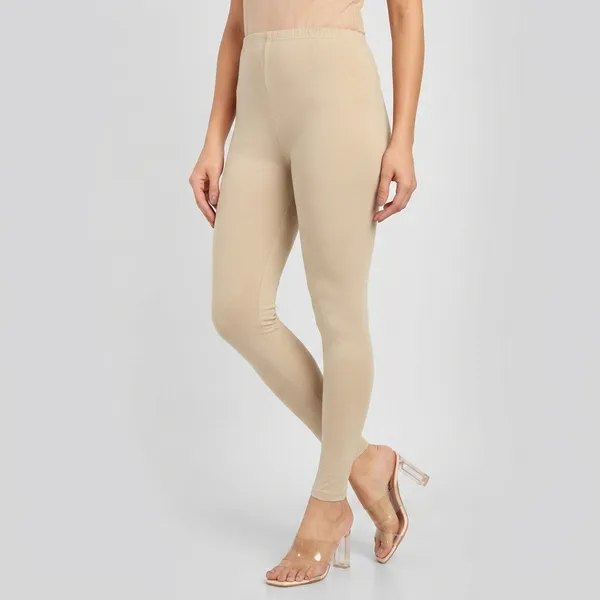 Beige_Cotton_High_Waist_Ankle_Length_Leggings_For_Women