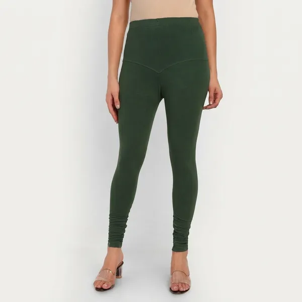 Green_Cotton_High_Waist_churidar_Leggings_For_Women