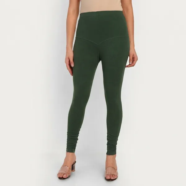 Green_Cotton_High_Waist_churidar_Leggings_For_Women