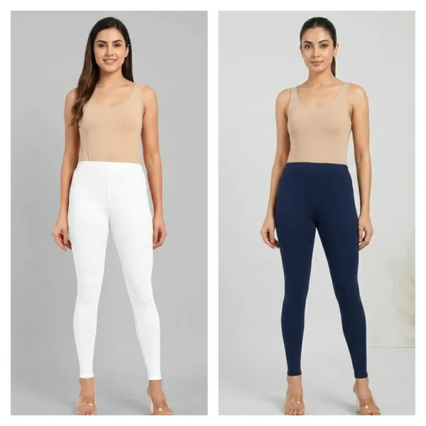 Navy_Blue_And_White_Cotton_Ankle_Length_Leggings_For_Women_|_Pack_Of_2