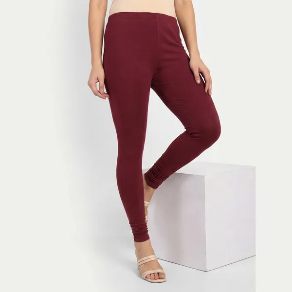 Maroon_Cotton_Churidar_Leggings_For_Women
