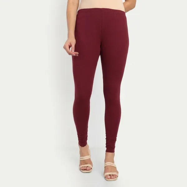Maroon_Cotton_Churidar_Leggings_For_Women