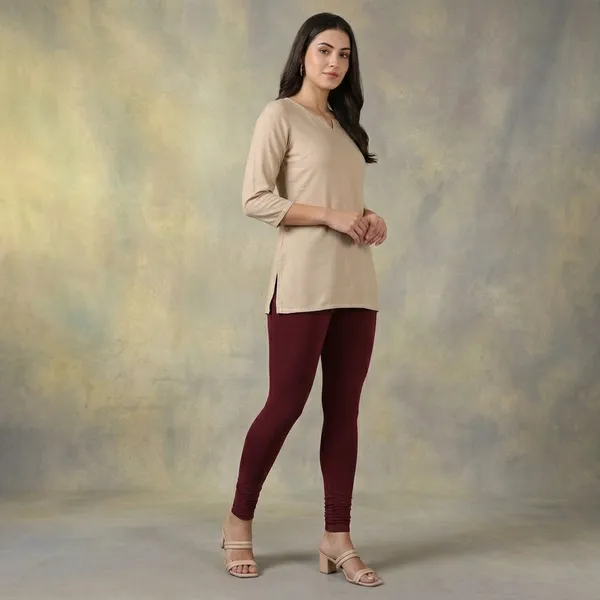 Maroon_Cotton_Churidar_Leggings_For_Women