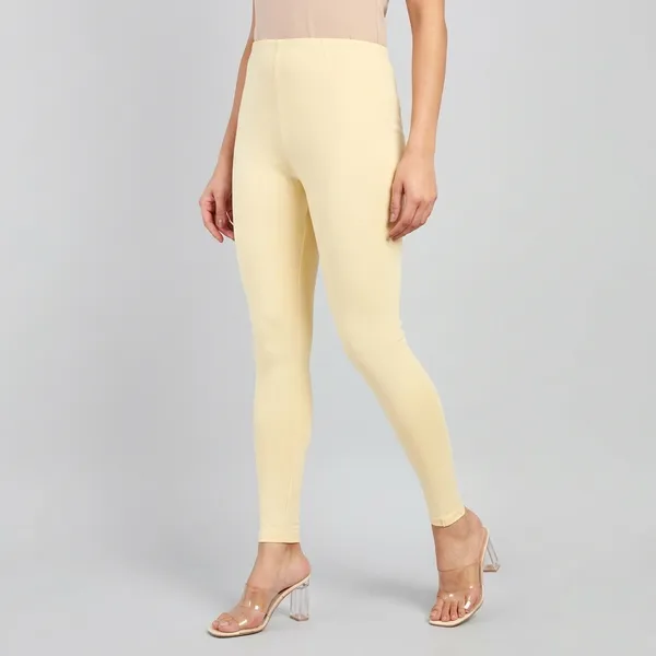 Pale_Yellow_Cotton_Stretch_Ankle_Length_Leggings_For_Women
