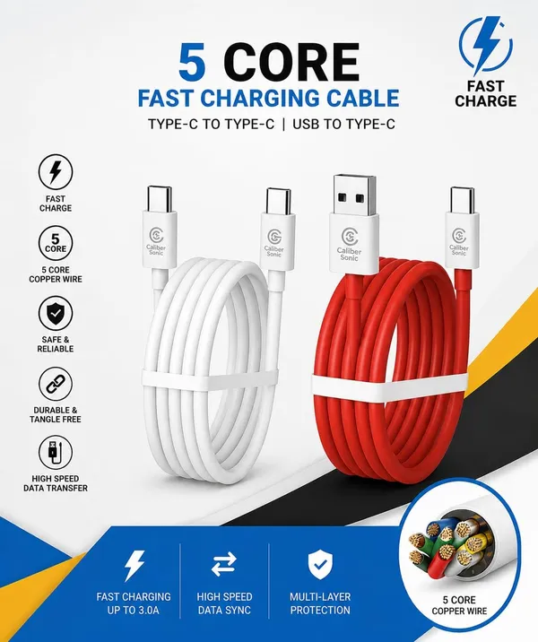 Caliber_Sonic_Wall_Charger_With_Dual_Cable_White