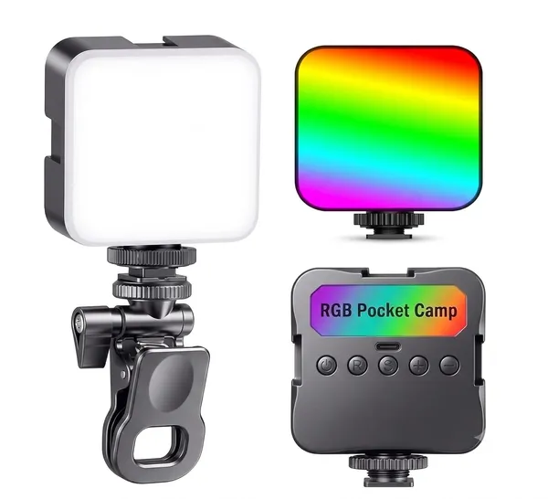 Rgb_White_LED_Pocket_Video_Light_With_Adjustable_Mount