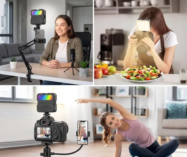 Rgb_White_LED_Pocket_Video_Light_With_Adjustable_Mount