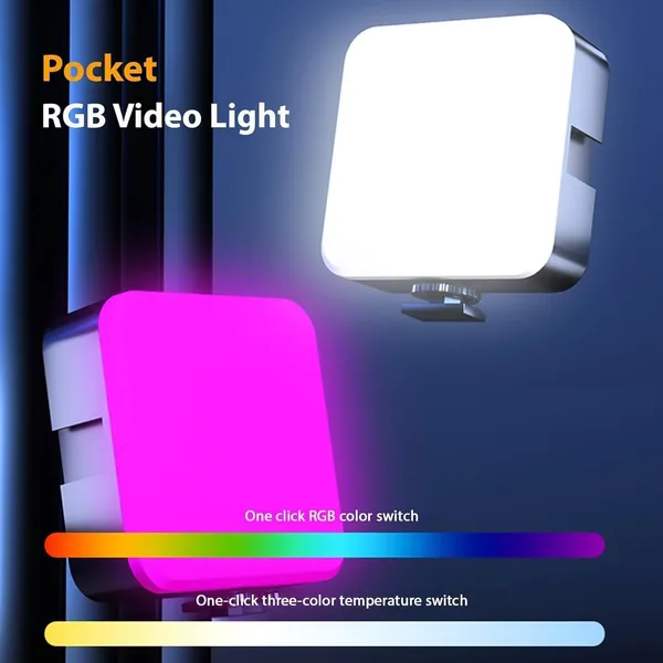 Rgb_White_LED_Pocket_Video_Light_With_Adjustable_Mount