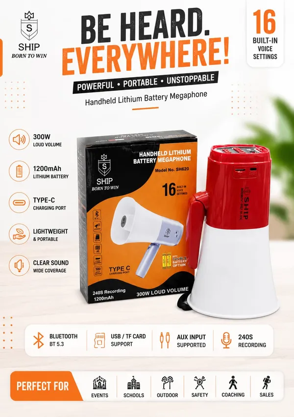 Handheld_Rechargeable_Megaphone_Speaker_16_Voice_Settings