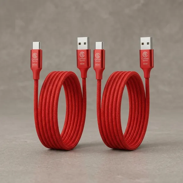 Caliber_Sonic_Usb-A_To_Usb-C_Braided_Charging_Cable_Red_-_Pack_of_2