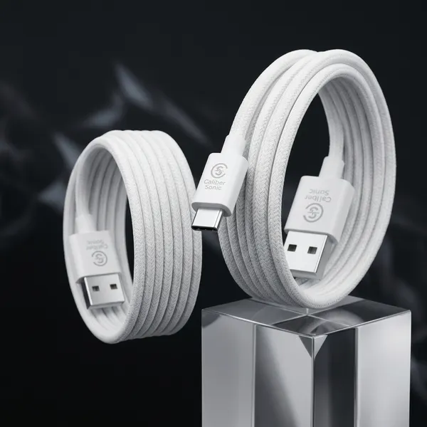 Caliber_Sonic_Usb-A_To_Usb-C_Braided_Charging_Cable_White_-_Pack_of_2