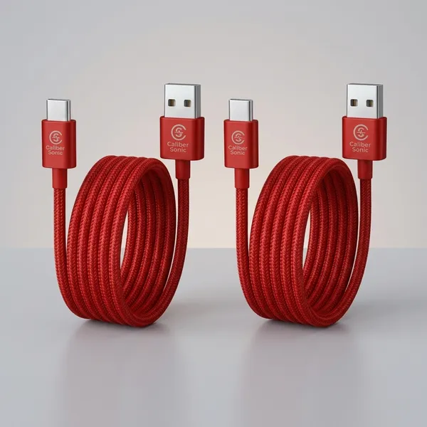 Caliber_Sonic_Usb-A_To_Usb-C_Braided_Charging_Cable_Red_-_Pack_of_2