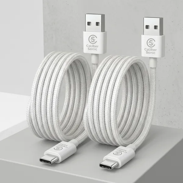 Caliber_Sonic_Usb-A_To_Usb-C_Braided_Charging_Cable_White_-_Pack_of_2