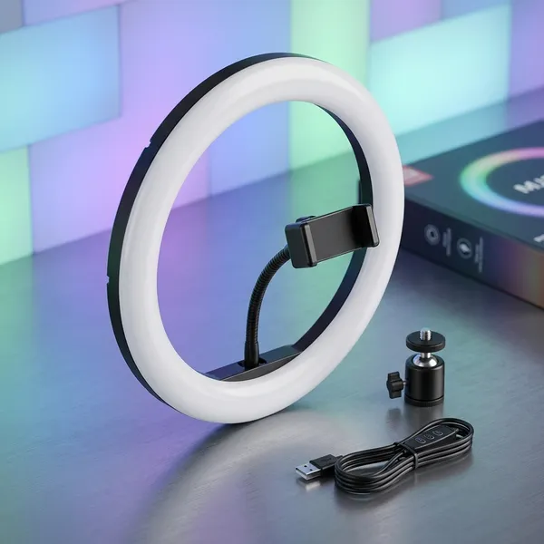 Rgb_LED_Ring_Light_With_Phone_Holder_And_Usb_Cable