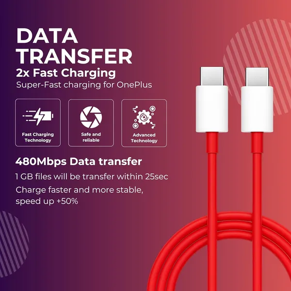 Caliber_Sonic_80W_Type-C_To_Type-C_Cable_5A_Fast_Charging_1.2M_Red