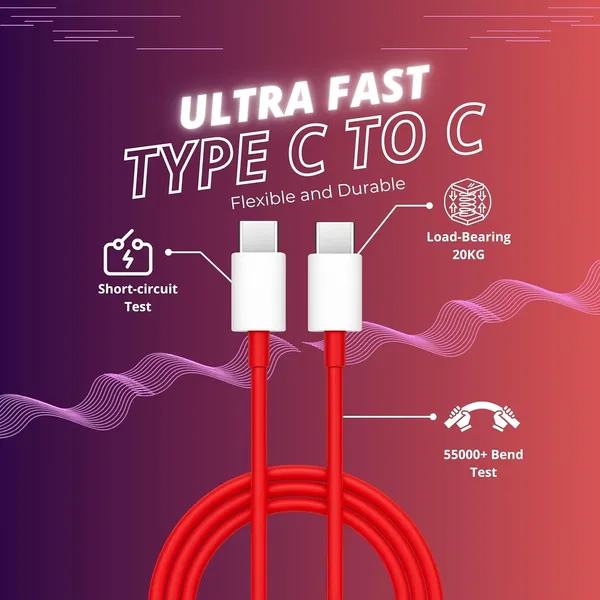 Caliber_Sonic_80W_Type-C_To_Type-C_Cable_5A_Fast_Charging_1.2M_Red