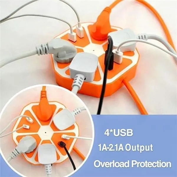 Hexagon_Extension_Board_4_Power_Outlets_And_4_Usb_Ports