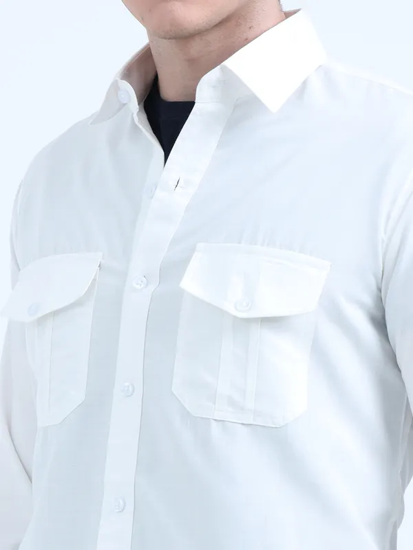 Men'S_Arctic_White_Dual_Pocket_Shirt
